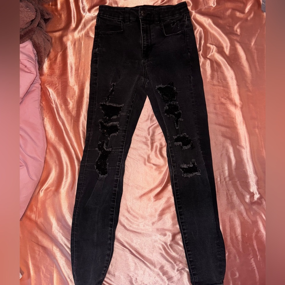 American Eagle Ripped Black Skinny Jeans